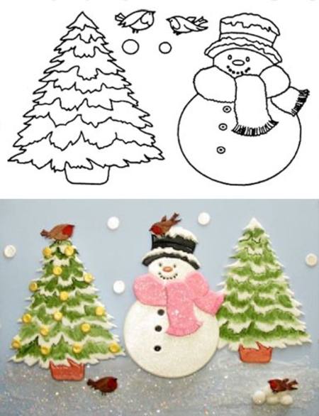 LARGE SNOWMAN AND TREE