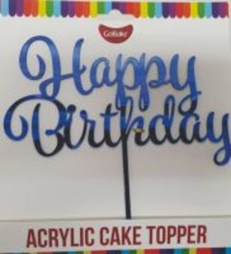 Buy Happy Birthday - Blue Acrylic cake topper - Budget in NZ. 