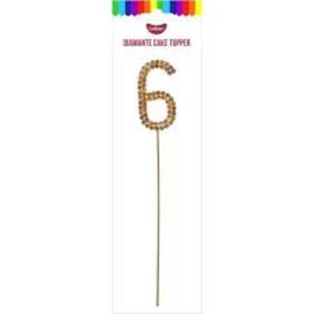 Buy Diamante Topper - Number 6 - Gold, 4.5cm in NZ. 