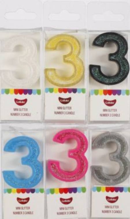 Buy Candle Mini Number 3 Modern assorted colours in NZ. 