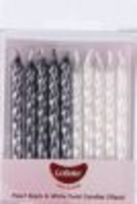 Buy Pearl Black & White Twist Candles in NZ. 