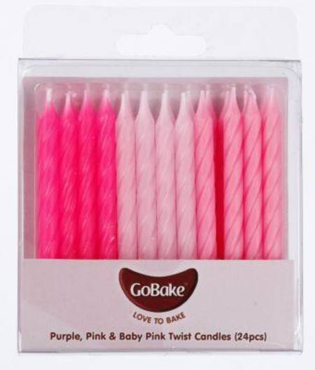 Buy Pink Asstd Twist Candles 24 pcs in NZ. 