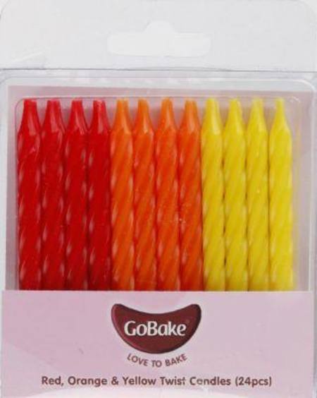 Buy Red, Orange & Yellow Twist Candles 24 pcs in NZ. 