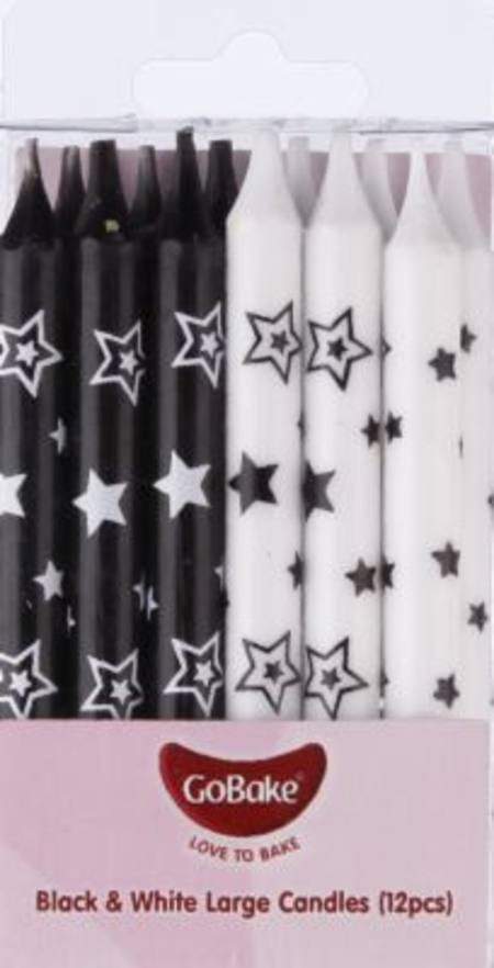 Buy Black & White Star Candles 12pk in NZ. 