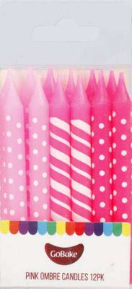 Pink Ombre Candles 12pk -