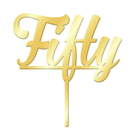 Cake Topper - Fifty- Gold