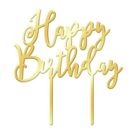 Buy Cake Topper - Happy Birthday - Gold Mirror in NZ. 