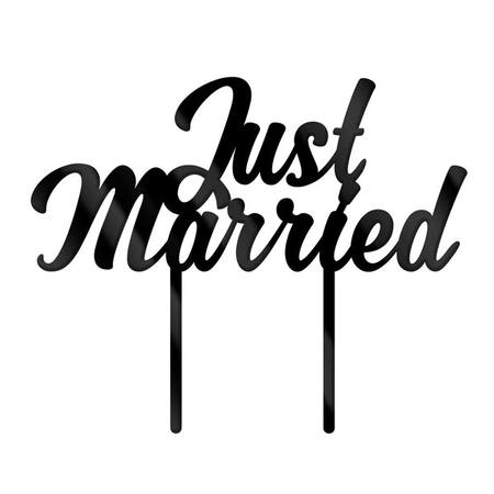 Cake Topper - Just Married - Black Acrylic