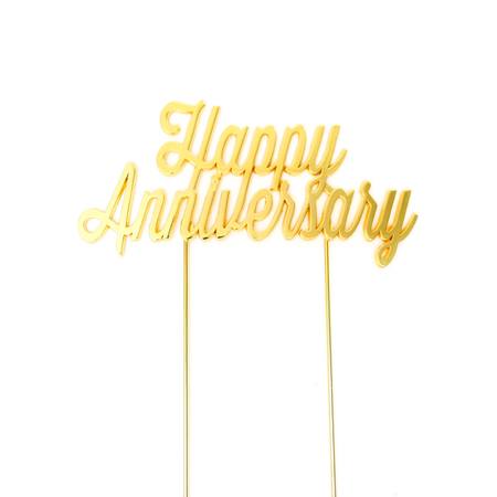 Buy GOLD PLATED CAKE TOPPER  - Happy Anniversary in NZ. 