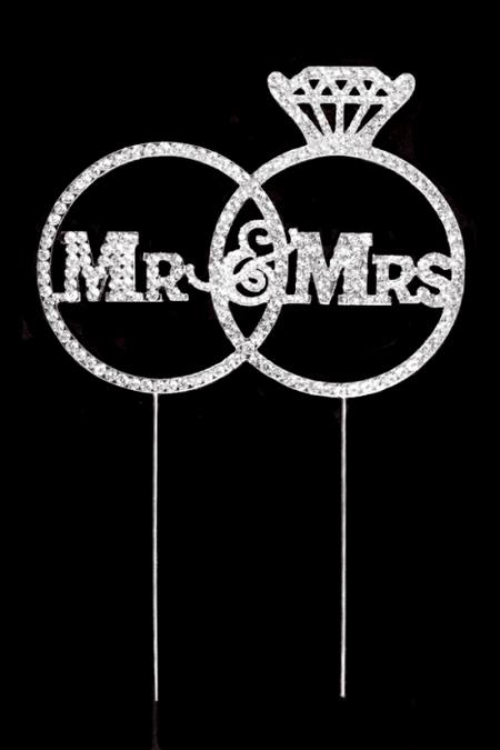 Cake Topper - Diamante Mr & Mrs - Ring