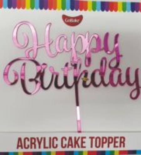 Happy Birthday - Pink Mirror Acrylic - Budget