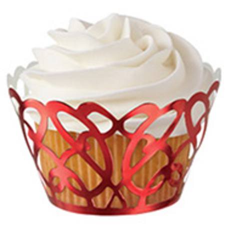 Cupcake Wrap Swirls Foil Red 18 qty