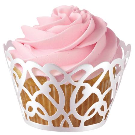 Cupcake Wraps Swirls Pearl White 18 qty