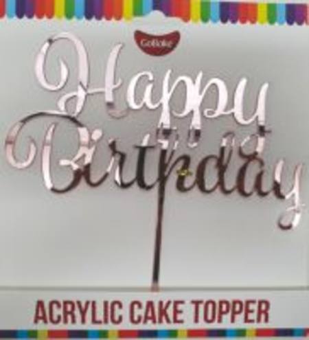 Happy Birthday - Rose Gold Acrylic cake topper - Budget