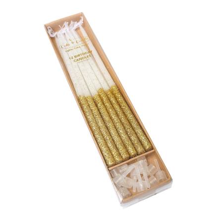 Candle GOLD Glitter Dipped Cake  - 12 pack