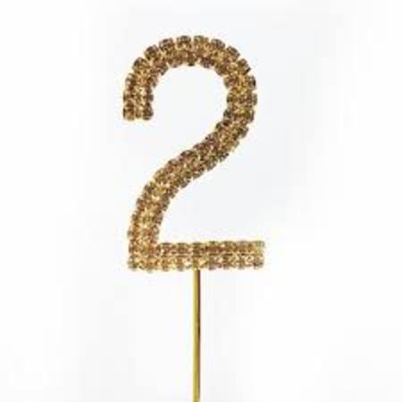 Buy Diamante Topper - Number 2 - Gold, 4.5cm in NZ. 