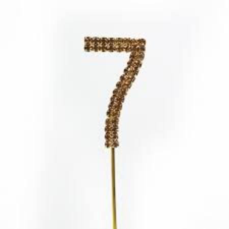 Diamante Topper - Number 7 - Gold, 4.5cm