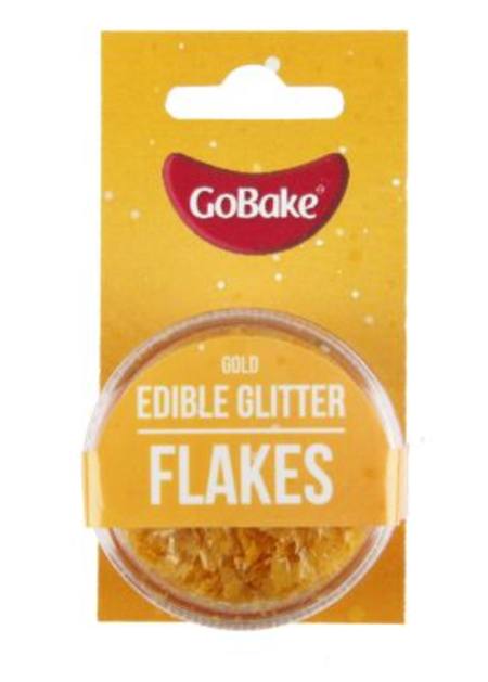 EDIBLE GLITTER FLAKES GOLD 2G   BBF 26/10/23