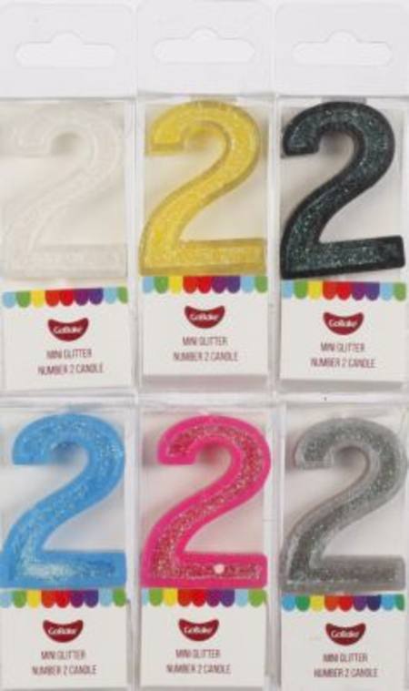 Candle Mini Number 2 Modern assorted colours