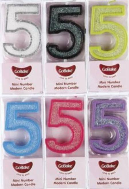 Candle Mini Number 5 Modern assorted colours