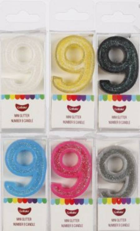Candle Mini Number 9 Modern assorted colours