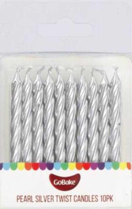 Pearl Silver Twist Candles 10pk