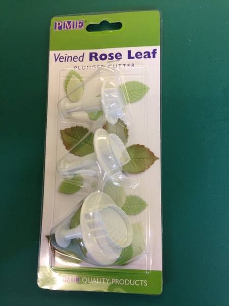 Rose leaf plunger cutter, set of 3, Veined