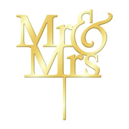 Buy Cake Topper - Mr & Mrs Gold Mirror Acrylic in NZ. 