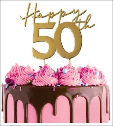 Buy CAKE CRAFT METAL TOPPER, HAPPY 50TH - GOLD in NZ. 