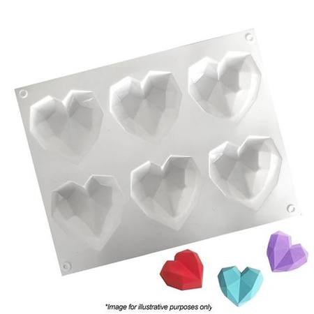 6 Medium 3D GEO HEARTS | SILICONE MOULD