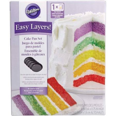 6" Round Cake Pan Set of 5, Easy Layers