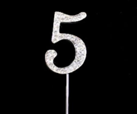 Diamante Topper - Number 5, 4.5cm