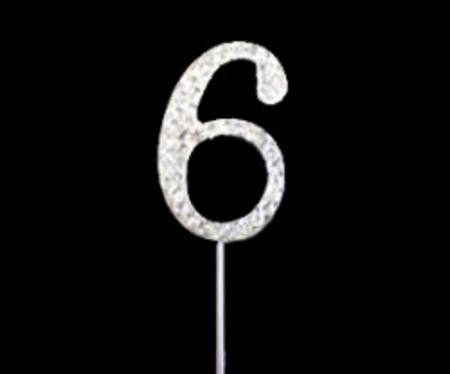 Diamante Topper - Number 6, 4.5cm
