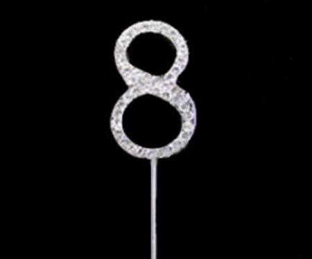 Diamante Topper - Number 8, 4.5cm